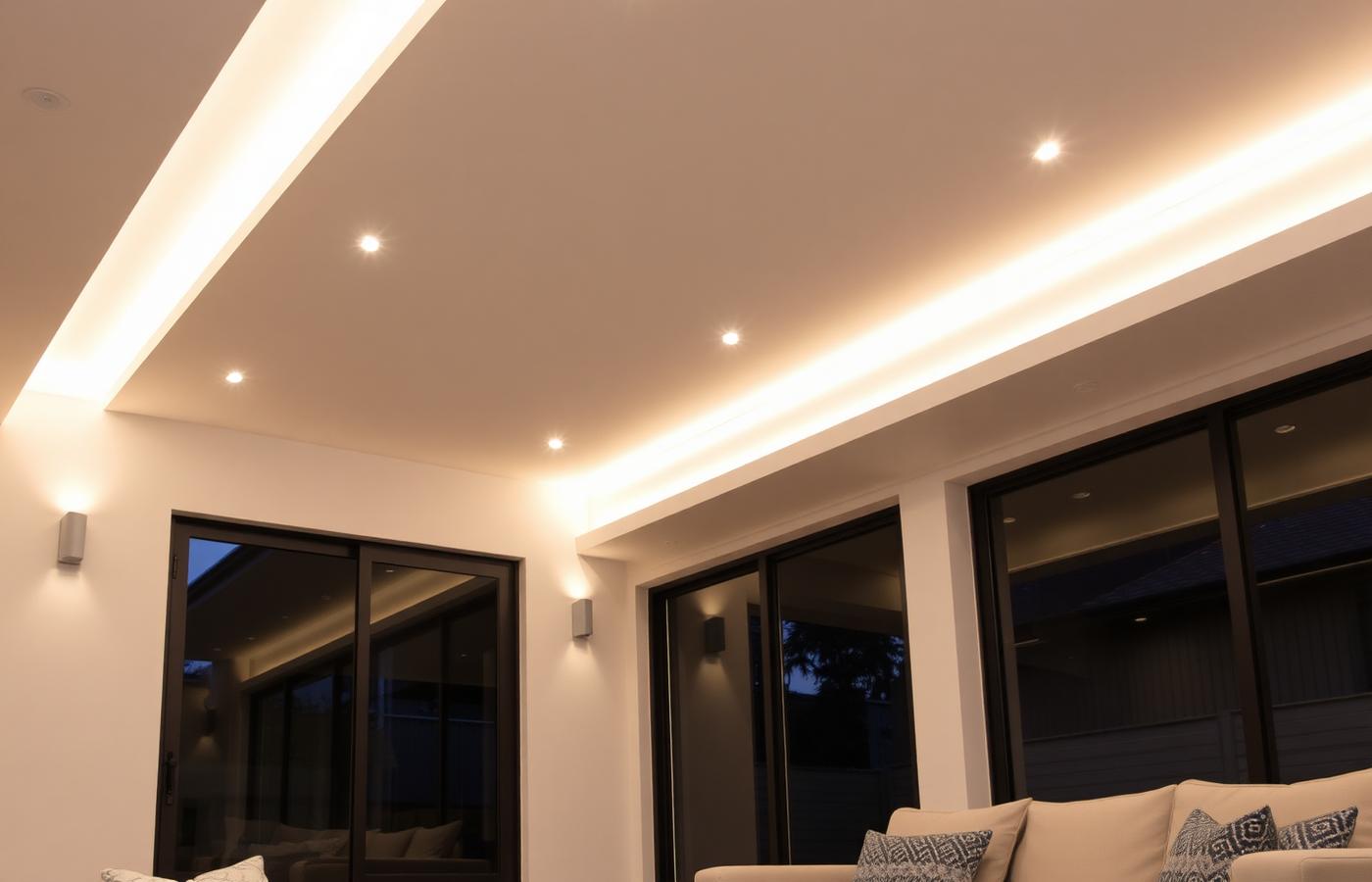 Modern home with LED downlighting